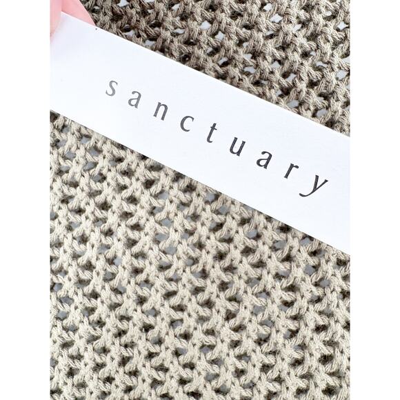 SANCTUARY Sweater Size XS NEW Cotton Open Knit Olive Green Sweater - Picture 3 of 5